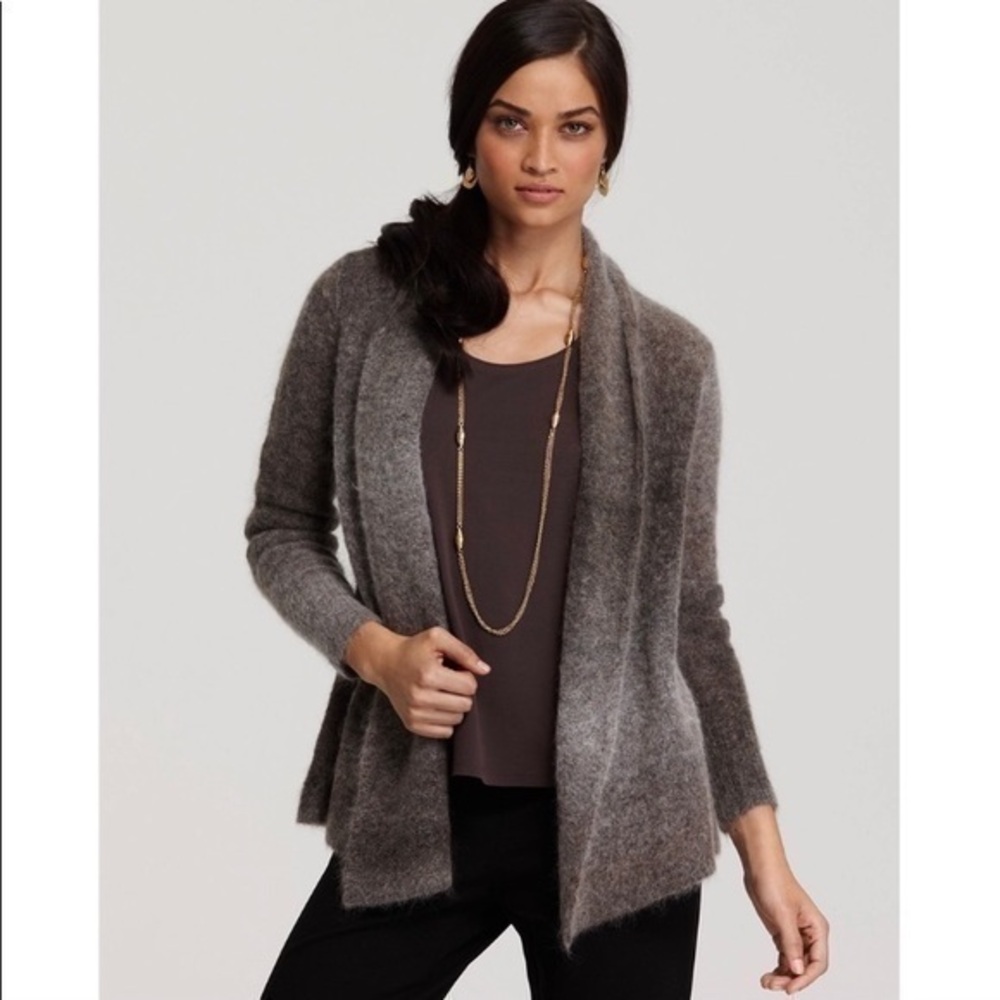 Eileen Fisher Cardigan Mohair Wool Sweater Size Medium Open Front Gradient Ombre